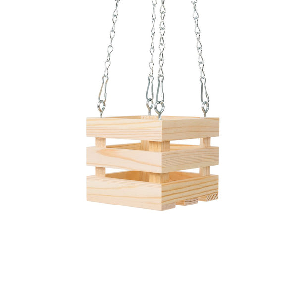 4 inch Wooden Vanda Basket with Hanger - Natural