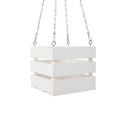 6 inch Wooden Vanda Basket with Hanger - White