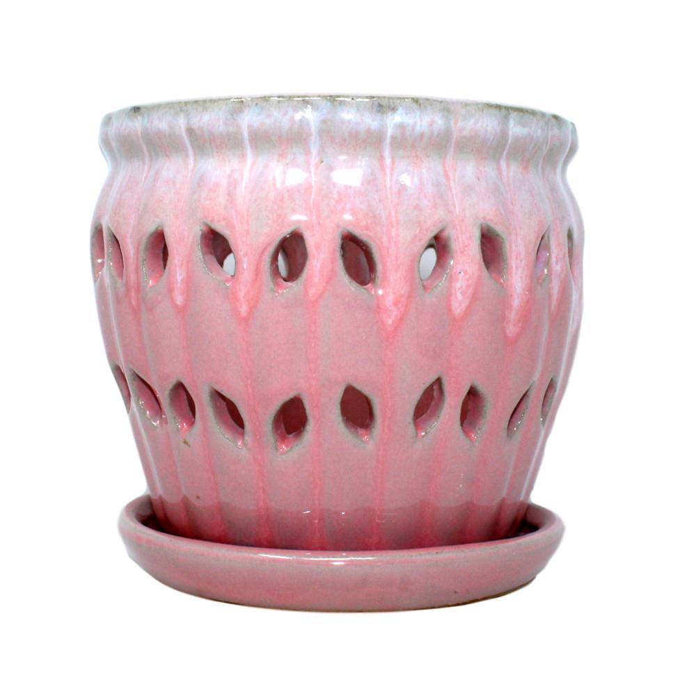 cream planter pots 8" Cream Over Cotton Candy Pinwheel Fluted Ceramic Planter – rePotme