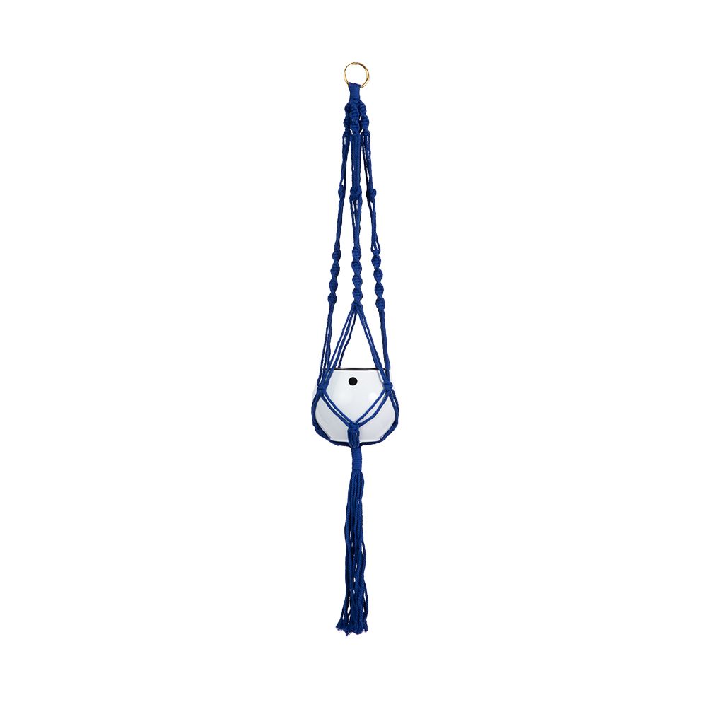 blue macrame plant hanger Macrame Hanger Self Watering Set