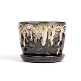 5" Honey Cream Over Coffee Floral Cutout Orchid Pot