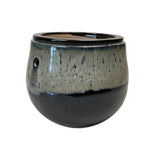 8" White Diamond Over Onyx Teardrop Self Watering Pot