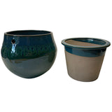 10" Teal Ocean Teardrop Self Watering Pot