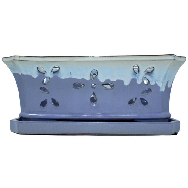 8" x 13" Cream Over Lavender Ceramic Window Box rePotme