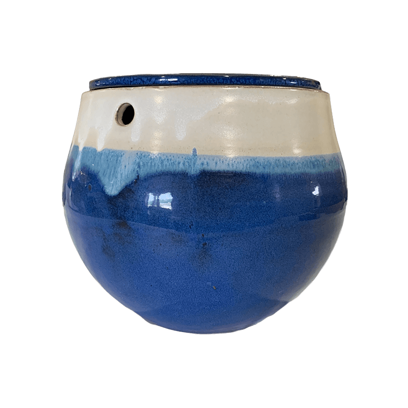 blue self watering planter 10" Sky Blue Over Cobalt Teardrop Self Watering Pot