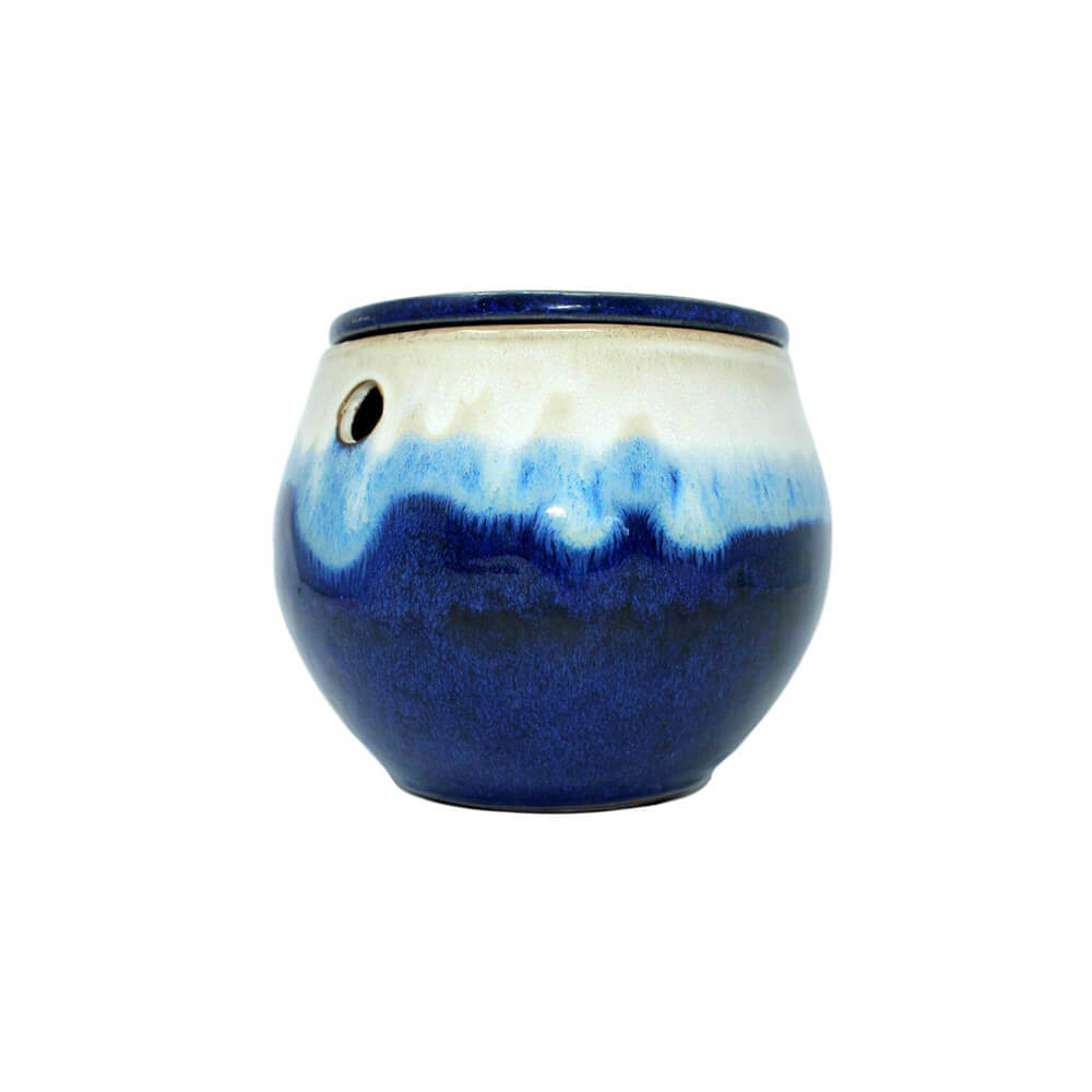blue self watering planter 6" Sky Blue Over Cobalt Teardrop Self Watering Pot