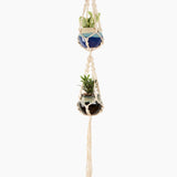 Deluxe Hand Woven Double Macrame Hanger - Linen White