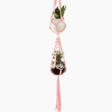 Deluxe Hand Woven Double Macrame Hanger - Rose Quartz