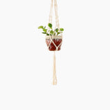 Deluxe Hand Woven Single Macrame Hanger - Linen White
