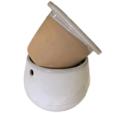 8" White Diamond Teardrop Self Watering Pot