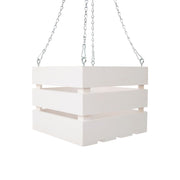 10 inch Wooden Vanda Basket with Hanger - White