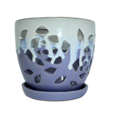 8" Cream Over Lavender Floral Cutout Ceramic Planter