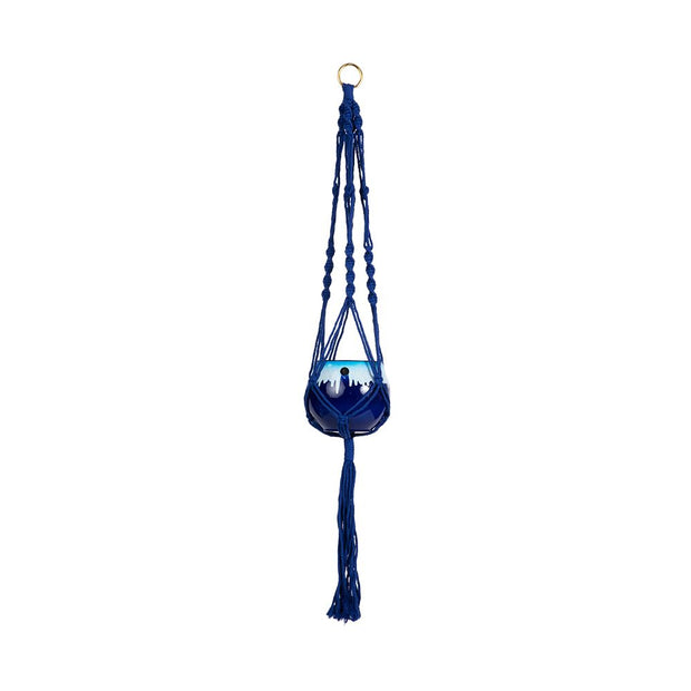 Macrame Hanger Self Watering Set - Blizzard Blue