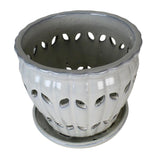 9" White Diamond Pinwheel Fluted Ceramic Planter