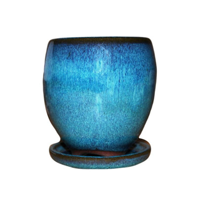 3" Teal Jade Ceramic Succulent Pot - Elliptical Elegance