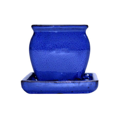 3" Midnight Blue Ceramic Succulent Pot - Rounded Rectangle