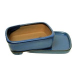 6" Blue Rounded Rectangle Ceramic Bonsai Pot