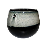 10" White Diamond Over Onyx Teardrop Self Watering Pot