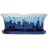 8" x 13" Sky Blue Over Cobalt Ceramic Window Box