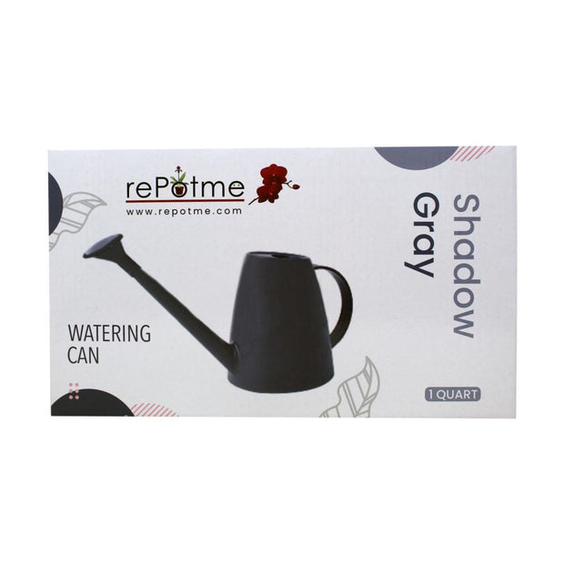 rePotme 1 Quart Plastic Watering Can with Rose - Shadow Gray