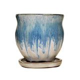 3" Ocean Mist Over White Diamond Ceramic Succulent Pot - Amphora Vase