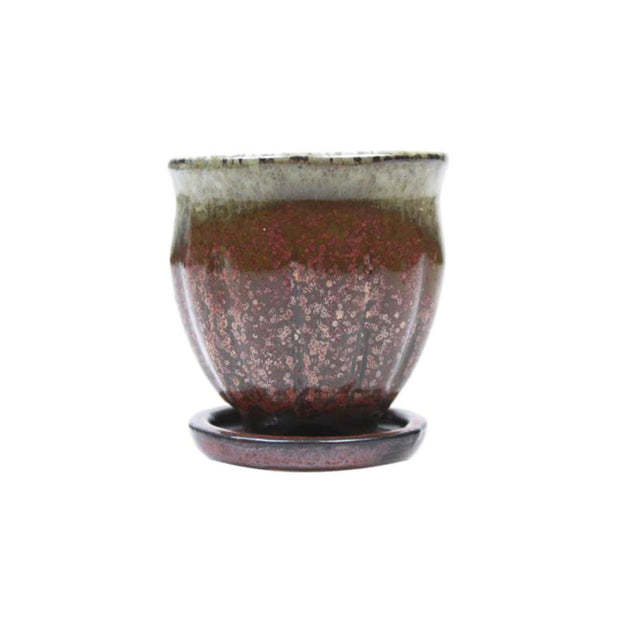 2" Honey Cream Over Copper Ceramic Succulent Pot - Amphora Vase