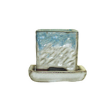 2" Ocean Mist Over White Diamond Ceramic Succulent Pot - Rugged Square