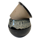 10" White Diamond Over Onyx Teardrop Self Watering Pot
