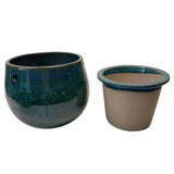 8" Teal Ocean Teardrop Self Watering Pot