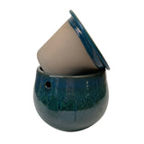 8" Teal Ocean Teardrop Self Watering Pot