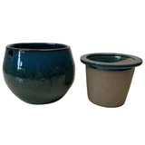 6" Teal Ocean Teardrop Self Watering Pot