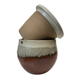 12" Honey Cream Over Copper Teardrop Self Watering Pot