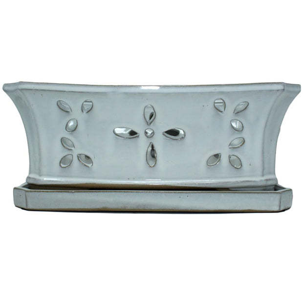 8" x 13" White Diamond Ceramic Window Box