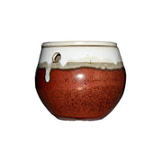 6" Honey Cream Over Copper Teardrop Self Watering Pot