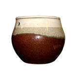 10" Honey Cream Over Copper Teardrop Self Watering Pot