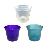 4" Slotted Orchid Pot - Sampler Pack 1 Each of Purple Amethyst, Blue Sapphire, and Crystal Clear