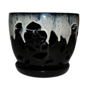 6" Honey Cream Over Coffee Floral Cutout Orchid Pot