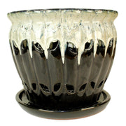 10" Honey Cream Over Coffee Pinwheel Fluted Orchid Pot