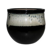 12" White Diamond Over Onyx Teardrop Self Watering Pot