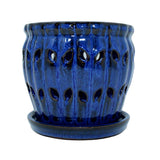 4" Midnight Blue Pinwheel Fluted Orchid Pot