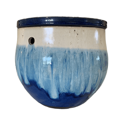 12" Sky Blue Over Cobalt Teardrop Self Watering Pot