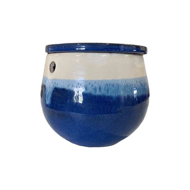 8" Sky Blue Over Cobalt Teardrop Self Watering Pot