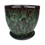11.5" Jadeite Green Ceramic Volcano Pot and Detached Drip Tray