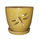 5" Sand Round Dragonfly Cutout Ceramic Orchid Pot