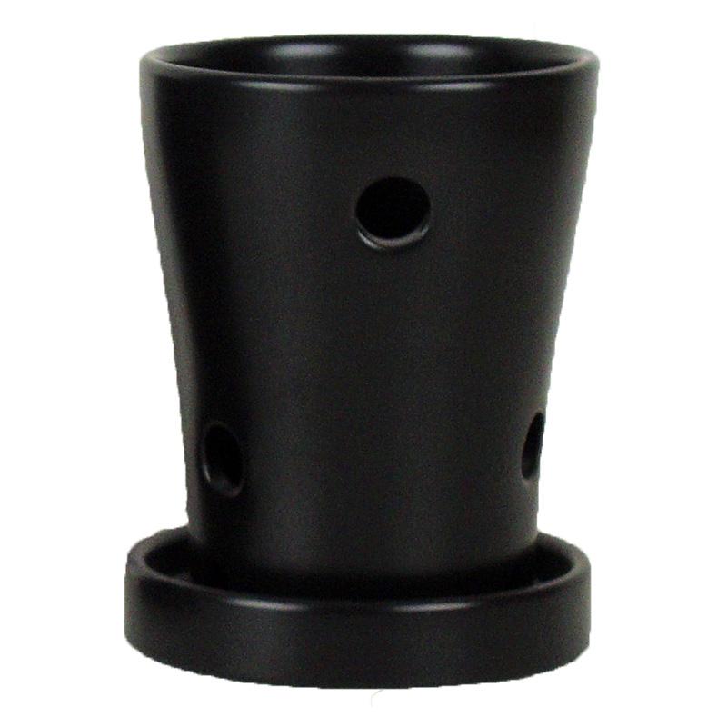 3.5" x 5" Black Round Matte Finish Ceramic Orchid Pot