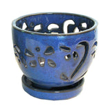 5" Bay Blue Contoured Round Ceramic Orchid Pot