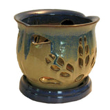 6" Bay Blue over Moss Blooming Round Ceramic Orchid Pot