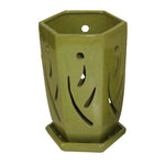 5" x 7.5" Tall Chartreuse Hexagon Ceramic Orchid Pot