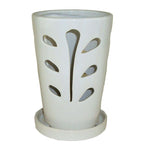 5" x 7.5" Tall White Gloss Round Ceramic Orchid Pot