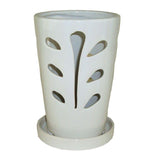 5" x 7.5" Tall White Gloss Round Ceramic Orchid Pot